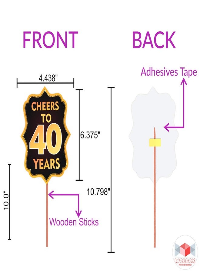 Wobbox 40th Birthday Photo Booth Party Props Brown & Golden Glitter with 40th Birthday Bunting Banner, Birthday Party Decoration, Birthday Party Item - Image 3